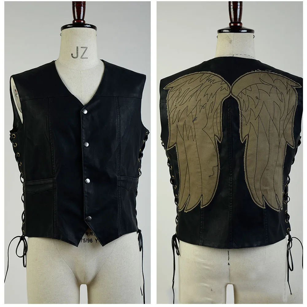 

The Walking Dead Daryl Dixon Vest angel Wings Jacket Motorcycle Vest Halloween Cosplay Costume For Adult Men Full Set Costume