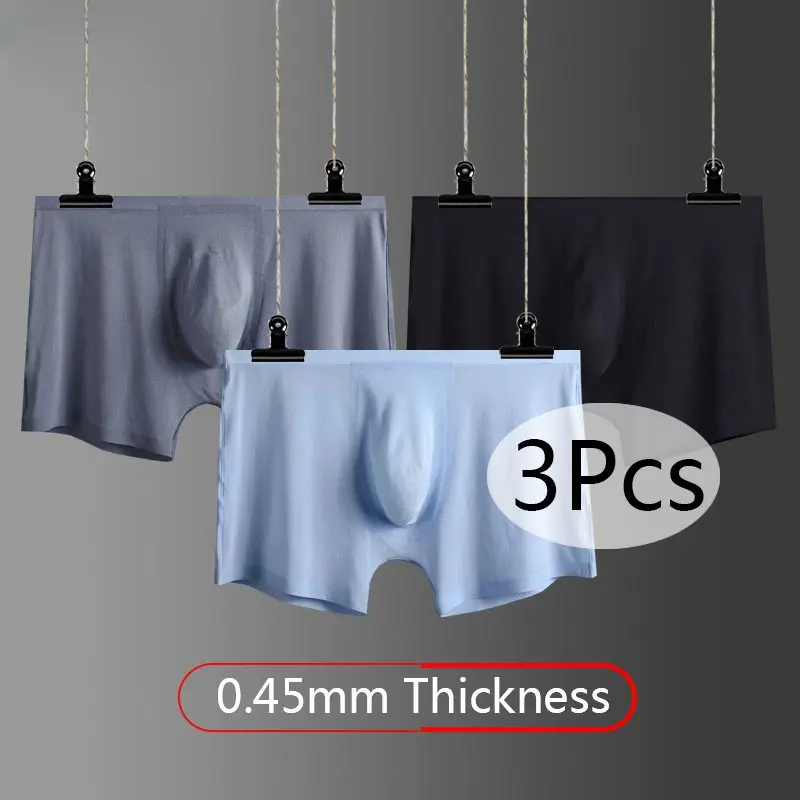 

3Pcs/Lot Sexy man underwear boxers shorts ice silk male underwear men's seamless underpants boxer shorts boxer cueca masculina