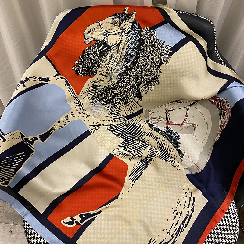 

2021 luxury brand fashion scarf ladies spring and autumn 90 square silk summer sunscreen shawl fashion chiffon hijab scarf winte
