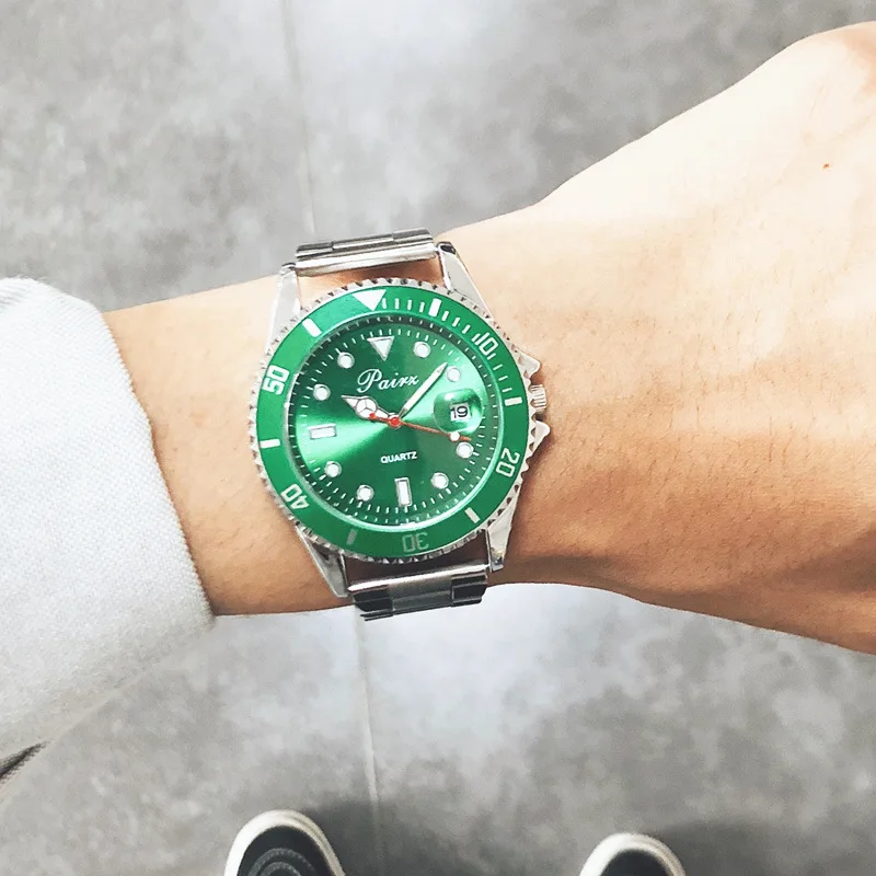 Мужские часы люксовый бренд Топ из нержавеющей стали Кварцевые Календарь