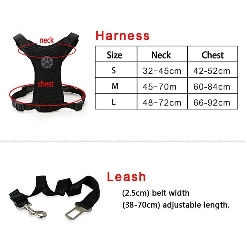 

Dog Harness Car Safety Seat Belt Leash Mesh Chest Strap Multifunction Breathable Pet Supplies Make The Dog Breathe More Smoothly