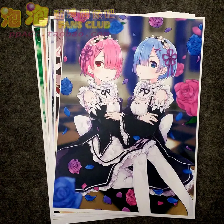 

8Pcs/1lot Re: Life in a Different world from zero Rem Posters Figures Poster 42x29cm for Wall Home Decoration Collection Gift