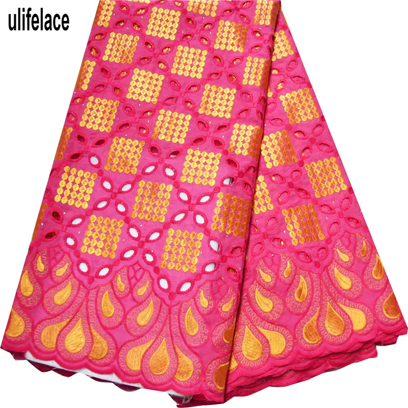 

ulifelace High Quality Red Gold Swiss Cotton materials Embroidered Nigerian Swiss Voile Lace in Switzerland For dress SW-599