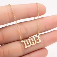 wangaiyao2021 personality stainless steel year necklace birthday number small pendant necklace female jewelry birthday gift