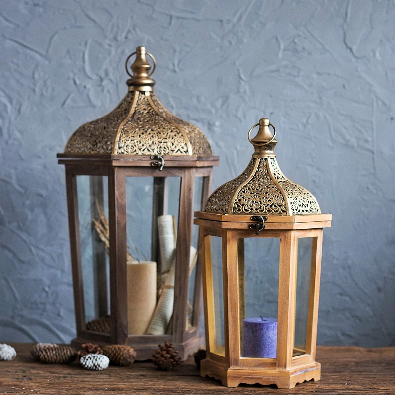 Ветрозащитная деревянная подсвечник Роскошный Ретро романтичный ужин