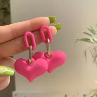 2021 colorful exaggerated love heart pendant earrings sweet trend earrings for women girls summer accessories 925 silver earring