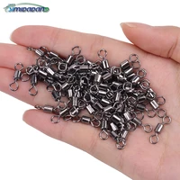 20pcs fishing eight character ring bearing rolling swivel solid ring stainless steel lures connector swivel fishing accessories