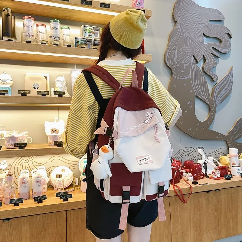 Модный женский рюкзак с куклой-подвеской, нейлоновый школьный рюкзак для девочек, летние новые рюкзаки со множеством карманов 2021