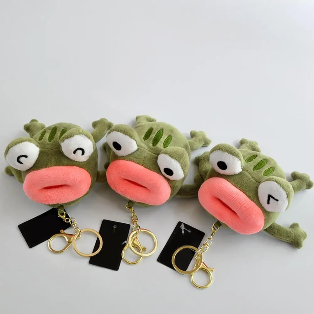 

Funny Big Mouth Frog Plush Doll Hanging Bag Pendant Keychain Ring Key Holder Keychain Keyring Women Car Bag Pendant Belt Trinket