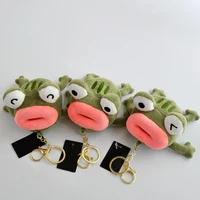 funny big mouth frog plush doll hanging bag pendant keychain ring key holder keychain keyring women car bag pendant belt trinket