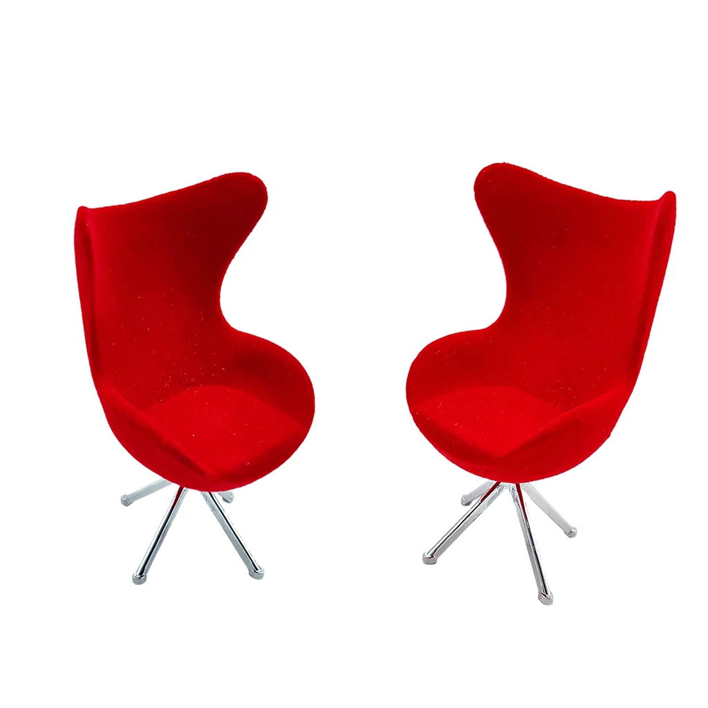 

Стулья-лебеди ручной работы, красные, в масштабе 1:12, 2 шт.