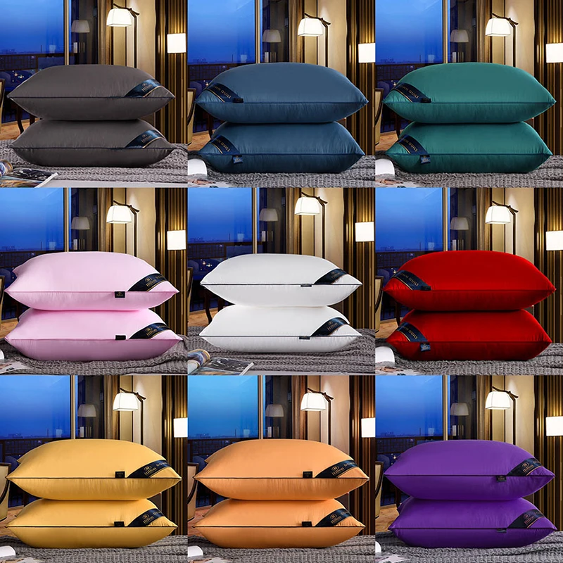 

48x74cm Hilton five-star hotel pillow Solid color Microfiber filling Cushion for Bedroom Sleep Bedding Rectangular pillow core