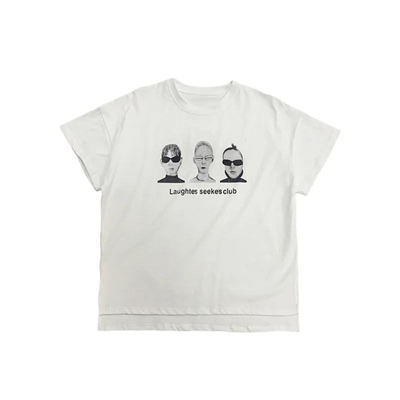 

Boys and girls portrait printing short-sleeved T-shirt 2021 summer new trendy kids all-match loose top