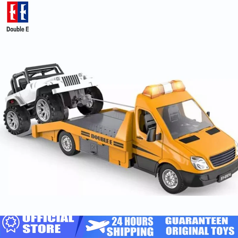 Double E E674 1/18 Rc Truck Model Tractor Trailer 2.4G Radio Controlled Car Traffic Police Road Wrecker Construction Vehicle Toy