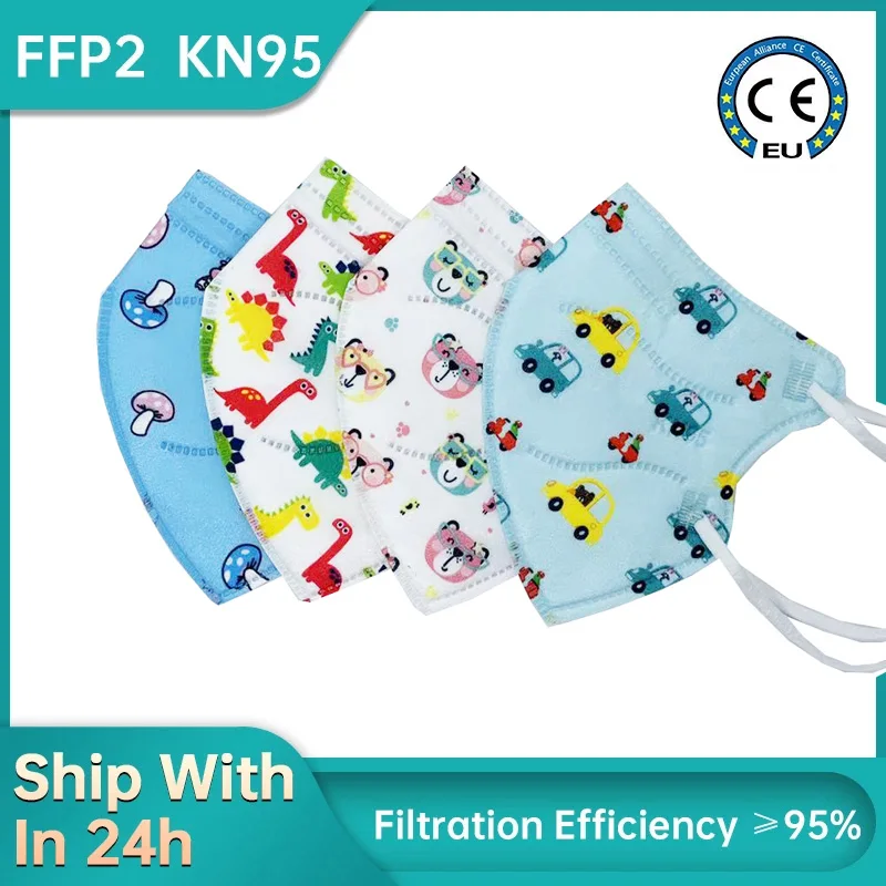 Мультяшная FFP2 маска для детей 5 капсул KN95 фильтр респиратор многоразовая FFP2mask CE