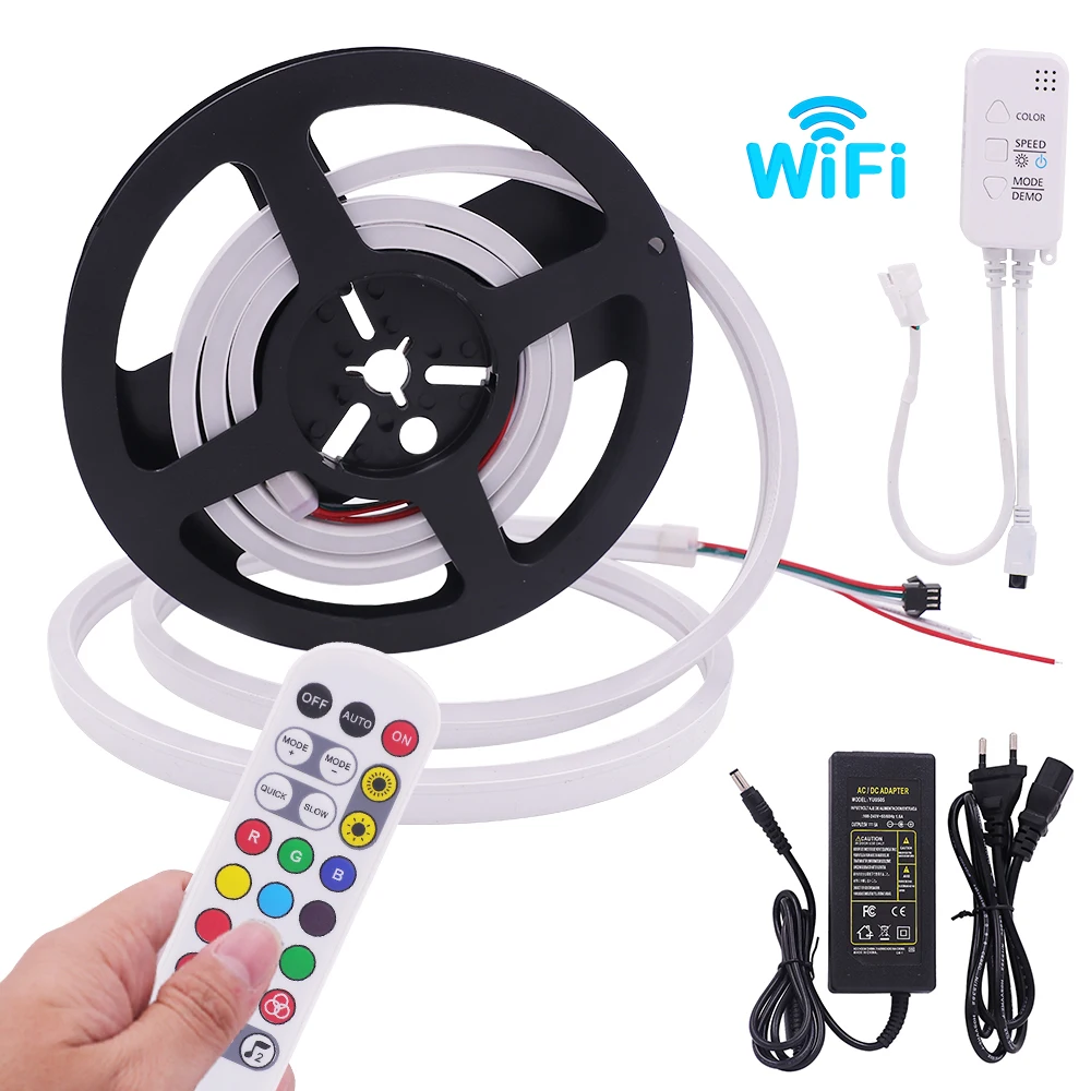 5V WS2812B LED Neon Strip Light 5050 Wifi Bluetooth-compatible Remote Control RGB Dream Color Flex Silicone Tube Lights Dimmable | Освещение