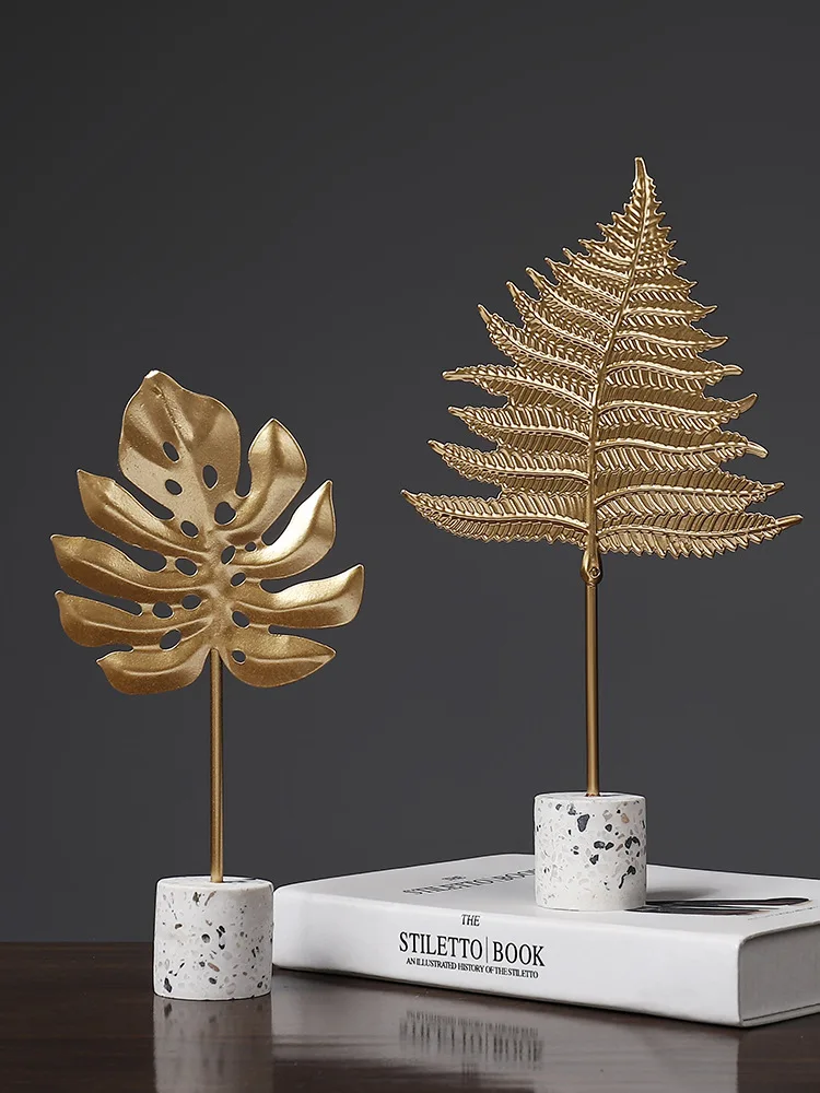 

Simple Jewelry Decoration Creative Golden Leaf Wine Cabinet Home Living Room TV Cabinet Bedroom Study Office Desktop Decoration