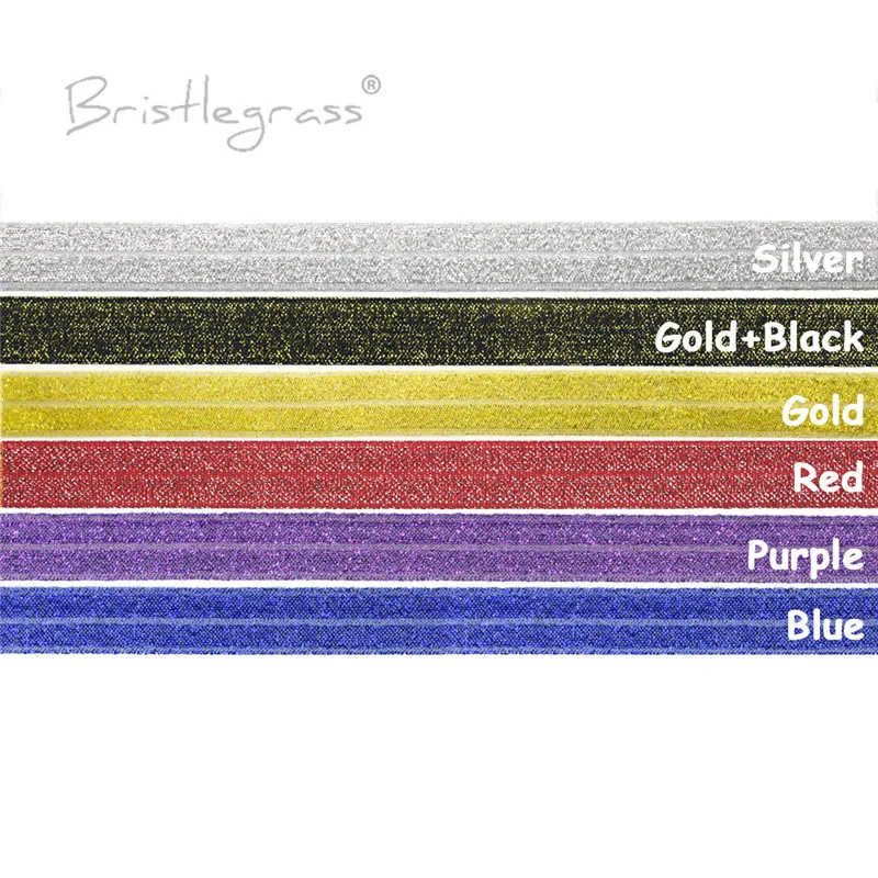 BRISTLEGRASS 5 ярдов 5/8 &quot15 мм Серебристые блестящие белые складные эластичные ленты из