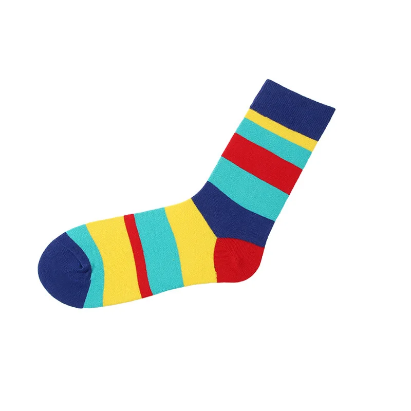 Красочные смешные хлопковые полосатые парные носки в арт-стиле новинка