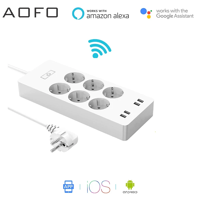 AOFO WiFi умная силовая лента Presa UE Защита от перенапряжения con 6 4 порта USB умный дом, Casa Intelligente прерыватель di Контроллер C