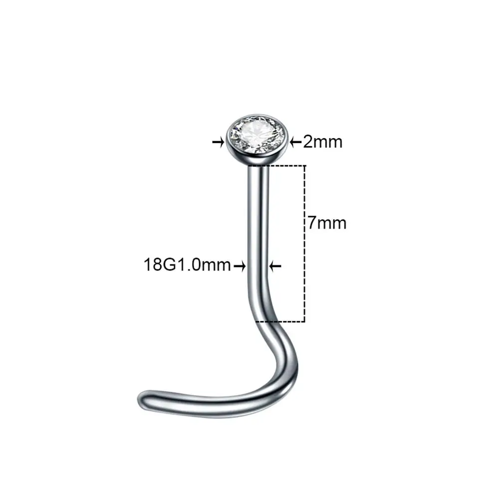 10 шт./лот стальное носоупорное кольцо для носа 2 мм ювелирный винт 20 г и 18 пирсинг
