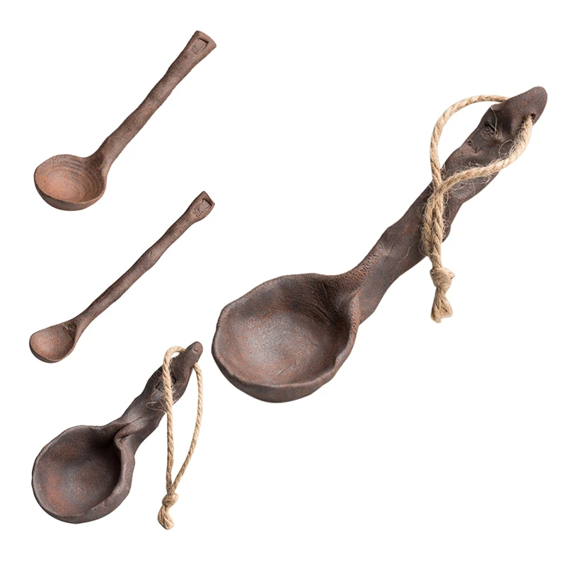 

Creativity Coffee Tea Spoons Hand-Made Ceramics Retro Teaspoon Seasoning Sugar Jam Large Long Handle Mixing Spoon