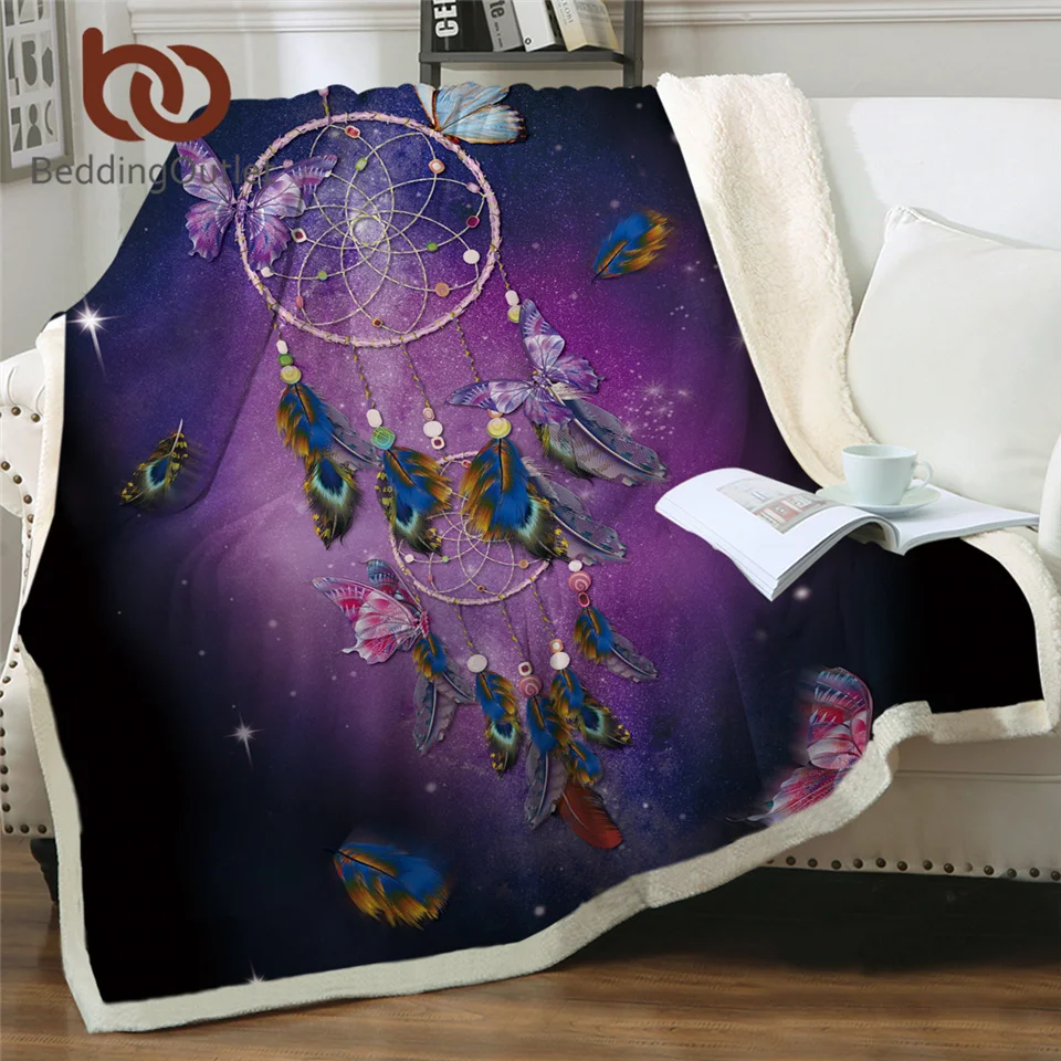 BeddingOutlet одеяло из шерпы с бабочками для кровати бархатное плюшевое ловец снов