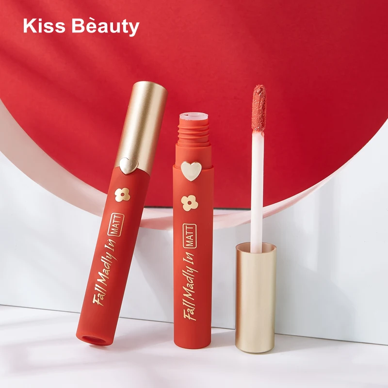 

4 Color Matte Velvet Lip Gloss Waterproof Moisturizing Lip Glaze Persistent Coloring Lip Gloss Lady Non-Stick Cup Cosmetic TSLM1