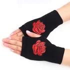 Женские и мужские теплые блестящие вязаные шерстяные перчатки до половины пальцев для компьютера для девочек и мальчиков Модные женские перчатки Стразы без пальцев