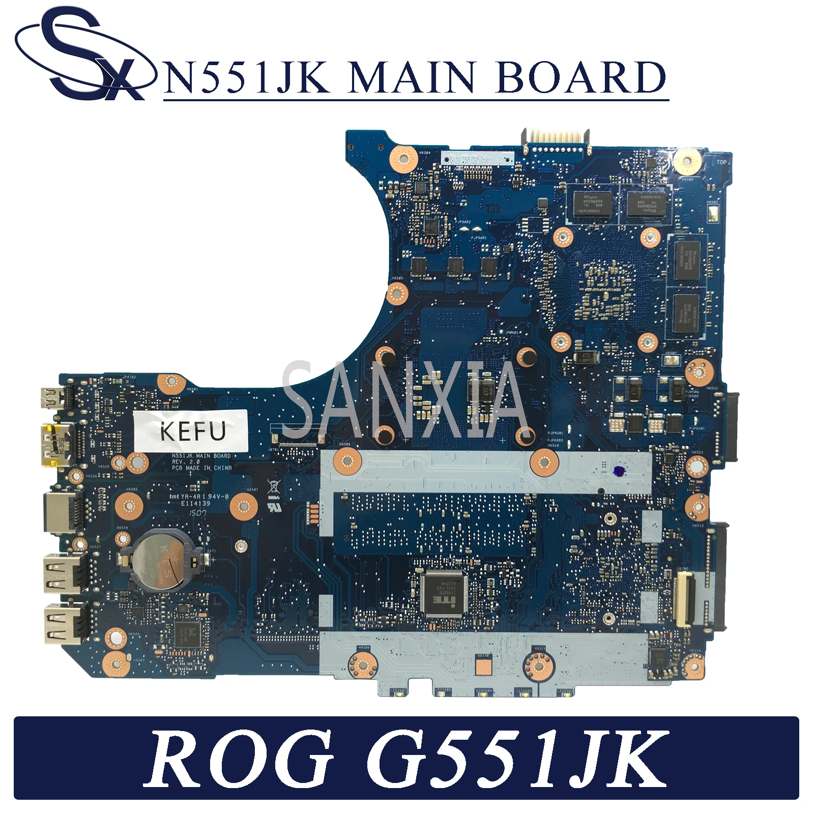 

KEFU N551JK Laptop motherboard for ASUS ROG G551JK N551JQ N551JB N551J G551J original motherboard I7-4710HQ GTX960M