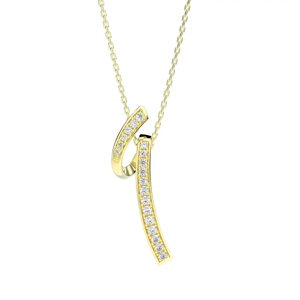 Yellow Gold Wong Rain трендовый 925 Стерлинговое Серебро искусственный муассанит драгоценный камень кулон из белого золота ожерелье ювелирные изделия Прямая - Цвет камня: Yellow Gold