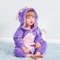 hot kawaii baby animal purple owl clothes pajamas cute anime ropa bebe hooded for boys girls kid fantasia warm cotton jumpsuit