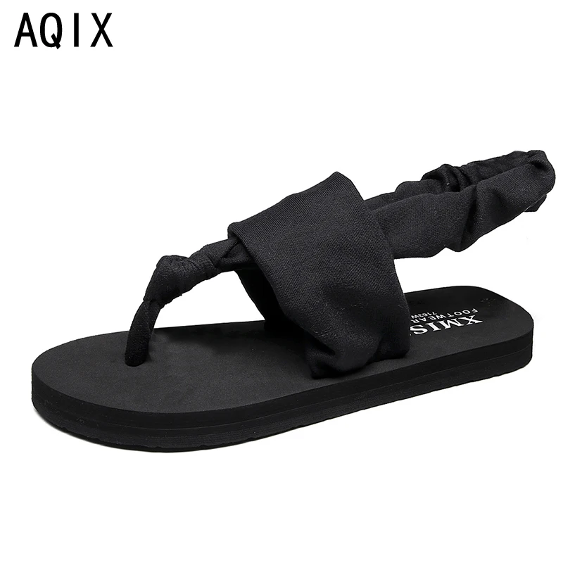 

Women Summer Sadnals Roman Gladiator Sandals Clip Toe thong Flat Heel Flip flops Flock Shoes 35-42