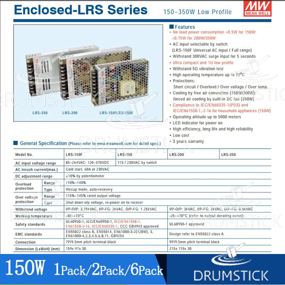 (Доставка из России) Средняя LRS 350 24 24V 14.6A meanwell 4 W одиночный выход импульсный