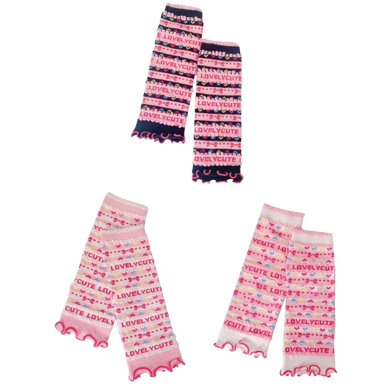 

Thumbhole Fingerless Sleeves Lolita Knitted Mittens Hand Sleeves Long Arm Warmer G5AE