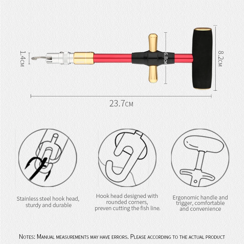 Self-Locking Fish Hook Remover Tool Extractor Detacher T-Shaped Aluminium Saltwater Lure Fishin The Hook Lifterg Hook Separator