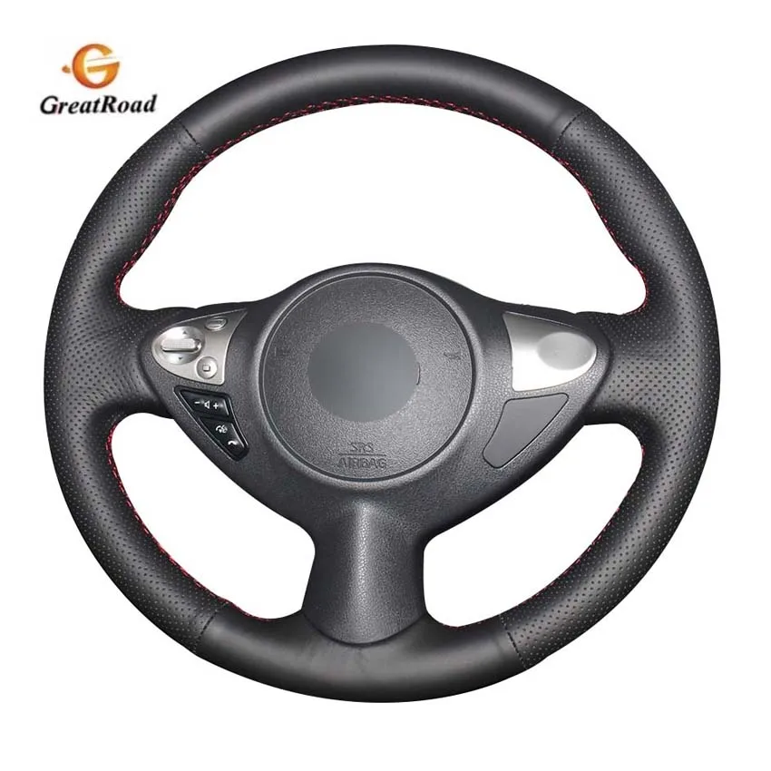 Черный кожаный чехол рулевого колеса автомобиля для Infiniti FX FX35 FX37 - Цена: 1203.96