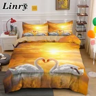 Комплект постельного белья с изображением животных, 23 шт., двойное, полноразмерное, Королевский, король, лебедь, пододеяльник и наволочка, пододеяльник, покрывало, Комплект постельного белья