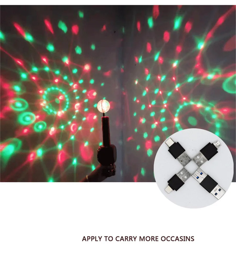 

Mini USB Ball Led stage light Portable Color changing 3W Double side Fairy Indoor decoration Rotating Disco party club bar DJ