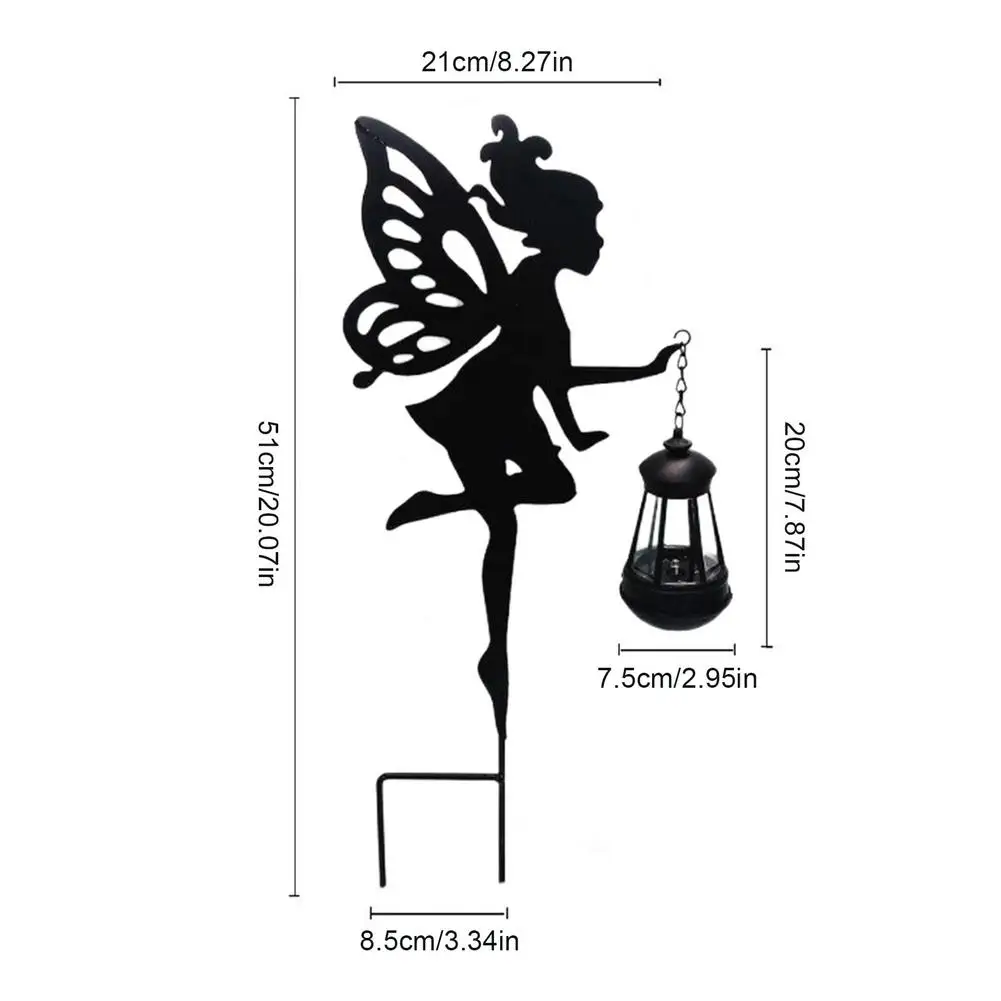 

Iron Fairy Shape Solar Lawn Light Outdoor Garden Lantern Waterproof Yard Grass Landscape Night Lamp Home Holiday Decoration