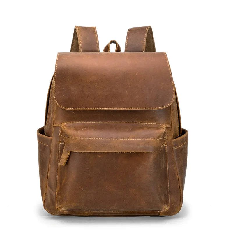 

Genuine Leather Cow Skin Men Outdoor Casual Backpack Travel Bags