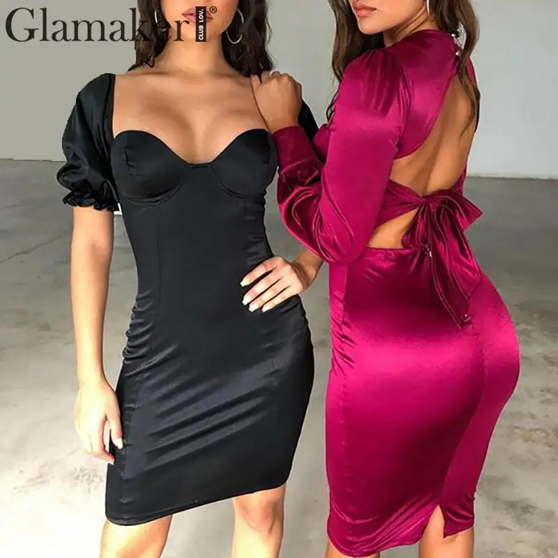 Glamaker костюм с сексуальным вырезом и открытой спиной сексуальное на шнуровке