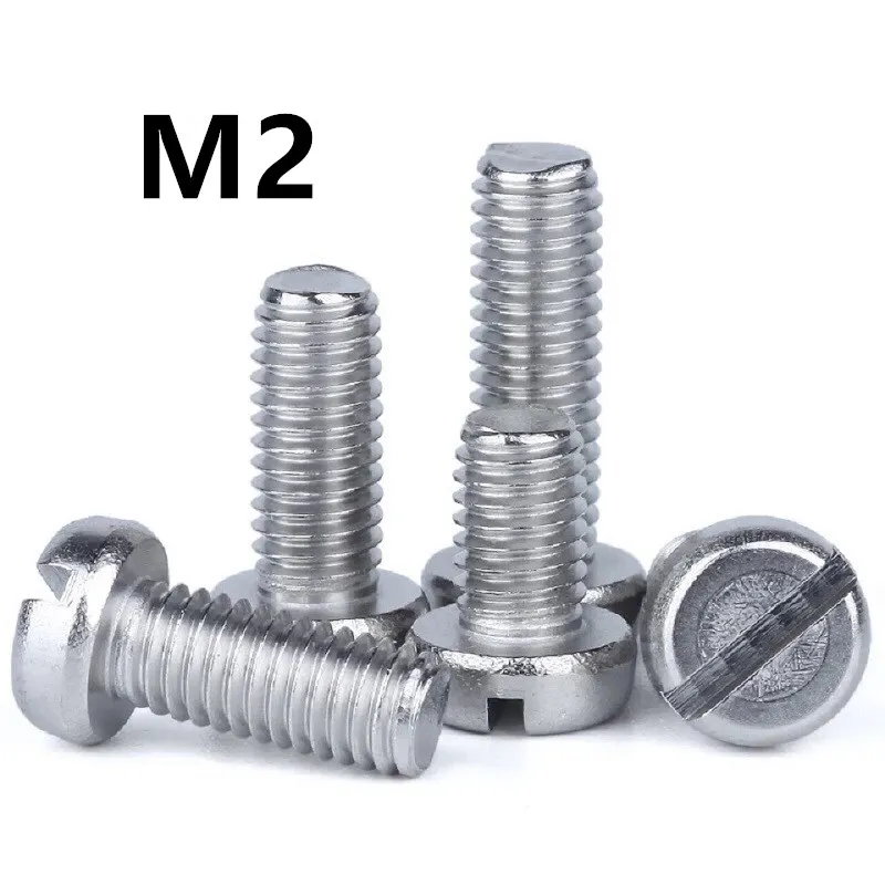 

200 шт./лот M2x5/6/8/10/12/14/16/18/20 мм DIN84 GB65 из нержавеющей стали для сырной головки шлицевая отвертка groving крепежные винты