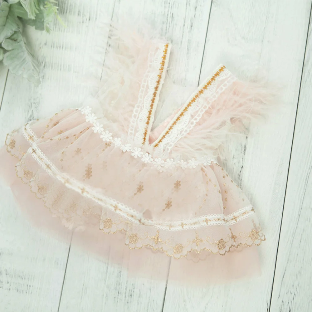 Princess Infant Baby Girls Lace Embroidery Dress Sweet Baby Feathers Newborn Photography Props Clothes Costume Photoshoot 2021