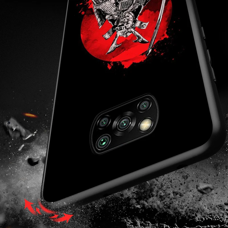 japanese samurai for xiaomi poco x3 nfc x2 m3 m2 f2 pro c3 f1 a2 lite a1 mix3 play silicone soft black phone case free global shipping