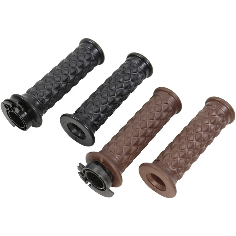 1set Universal Cafe Racer Motorcycle Non-slip Hand Grips Handlebar Throttle 7/8&quot 22mm+Bar End Caps For Harley Honda CG125 Yamaha |
