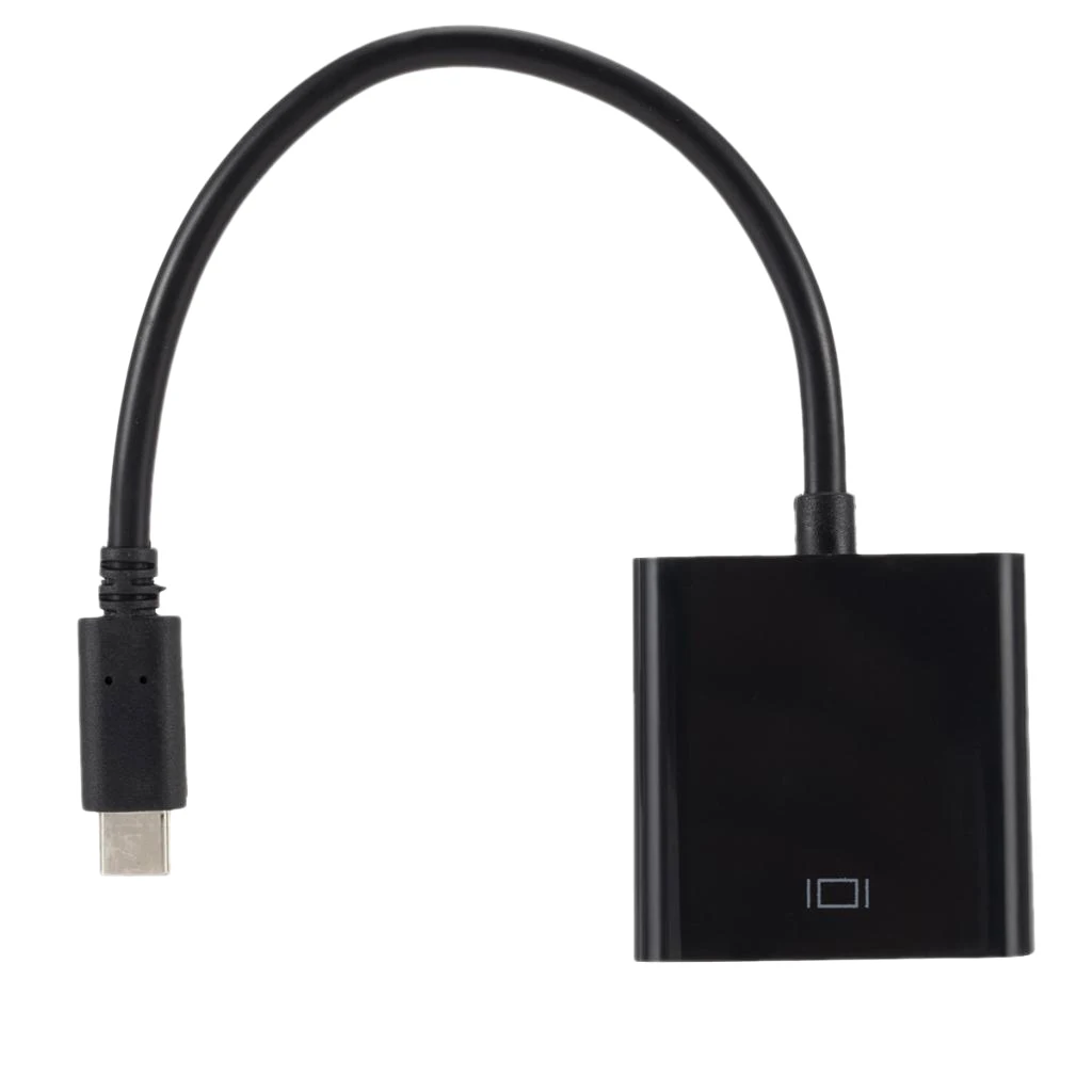 USB C к VGA Type Женский адаптер конвертер кабель совместим с MacBook телефонов черный |