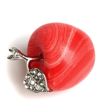 Rhodochrosite Хрустальное яблоко очаровательное рождественское яблоко украшения подарки фигурка сплав лист ремесло подвески декоративные дропшиппинг