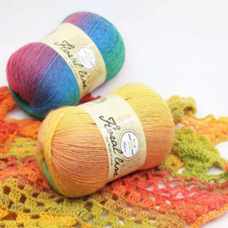 3 рулона/набор кашемировая пряжа вязаная вручную шерстяная Радужная цветная для