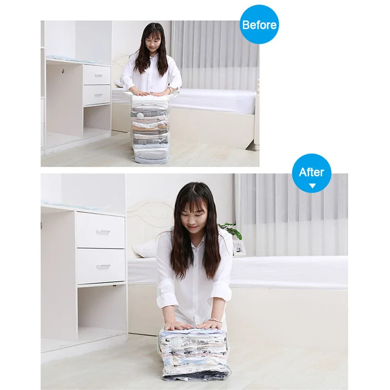 

Manual Compression Vacuum Storage Bag for Clothes Comforters Blankets Pillows Home Organizer Seal Bags Space Saver No Need Pump